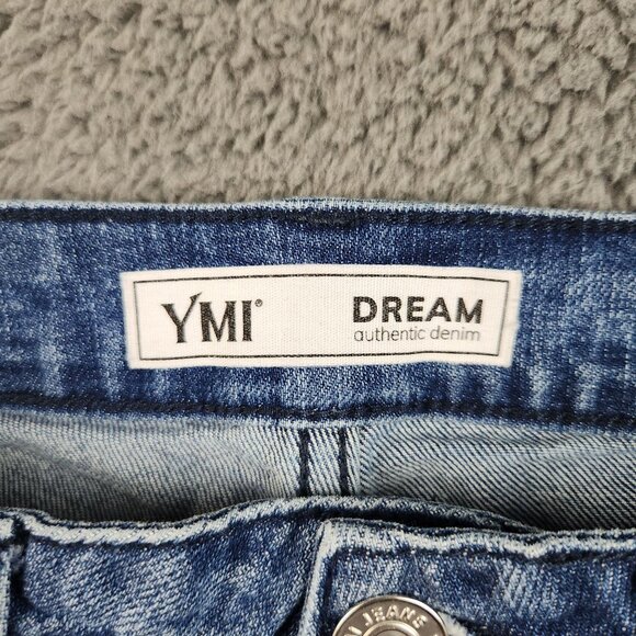 YMI Dream Fit High Waist Ankle Mom Jeans Womens JR's 7/28 Distressed Patched Y2K - Picture 8 of 10